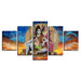 Shiva Parvati Ganesha 5 Piece HD Multi Panel Canvas Wall Art Frame - Original Frame