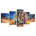 Shiva Parvati Ganesha 5 Piece HD Multi Panel Canvas Wall Art Frame - Original Frame