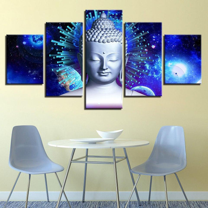 Lord Buddha Stary 5 Piece HD Multi Panel Canvas Wall Art Frame - Original Frame