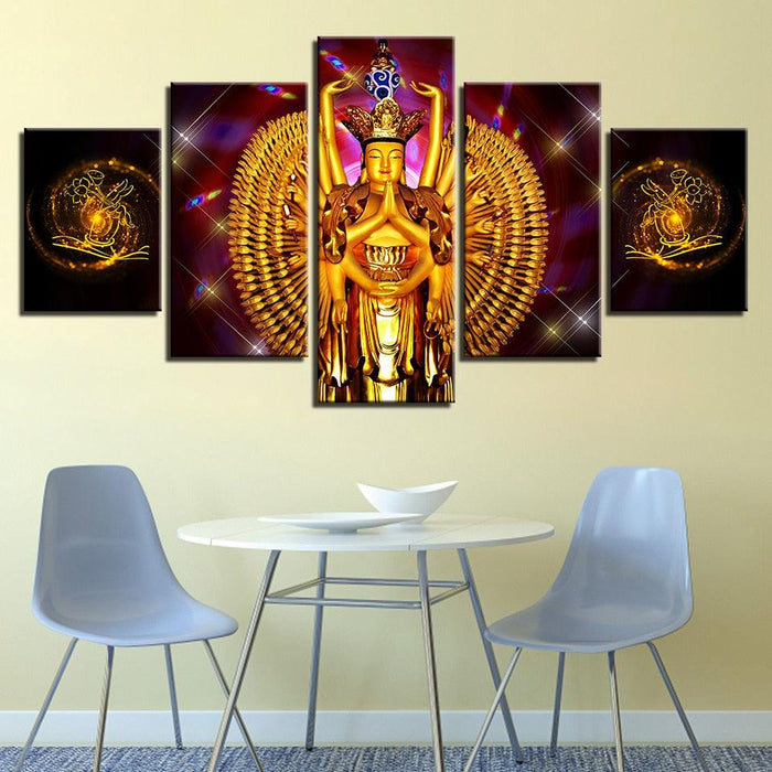 Avalokitesvara Buddha5 Piece HD Multi Panel Canvas Wall Art Frame