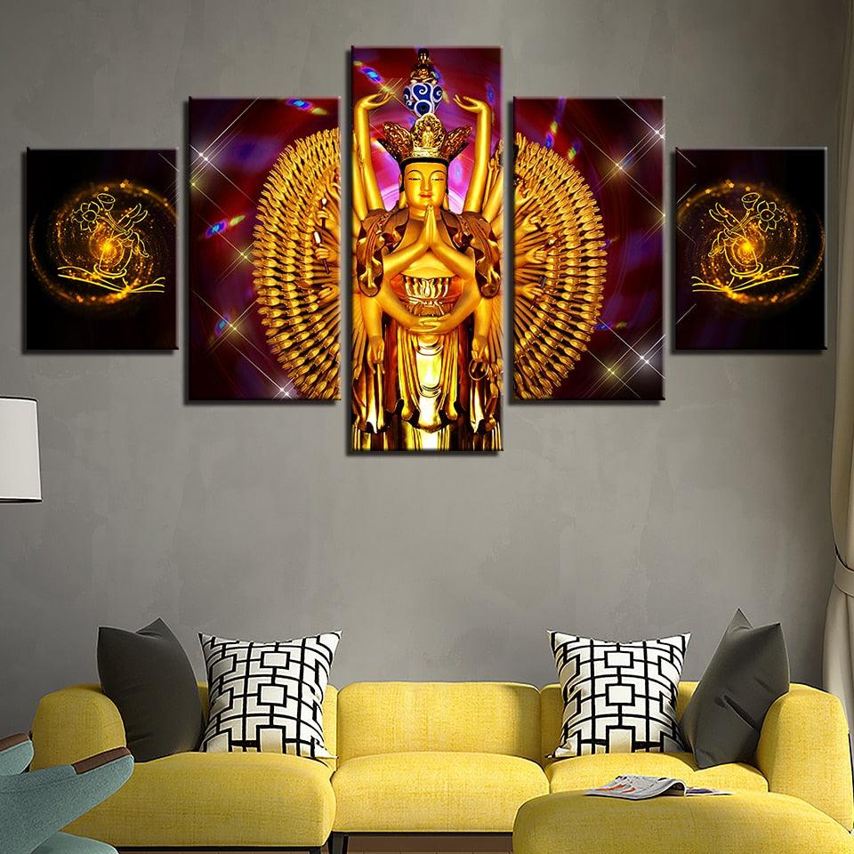 Avalokitesvara Buddha Piece HD Multi Panel Canvas Wall Art Frame - Original Frame