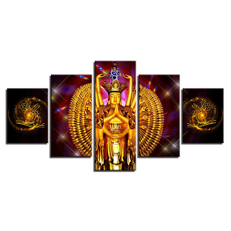 Avalokitesvara Buddha Piece HD Multi Panel Canvas Wall Art Frame - Original Frame
