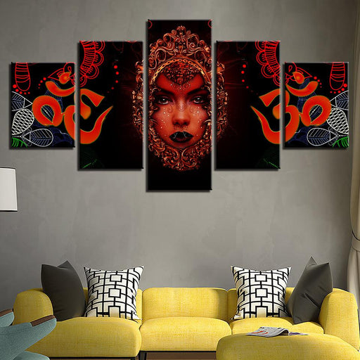 Hindu Goddess 5 Piece HD Multi Panel Canvas Wall Art Frame - Original Frame