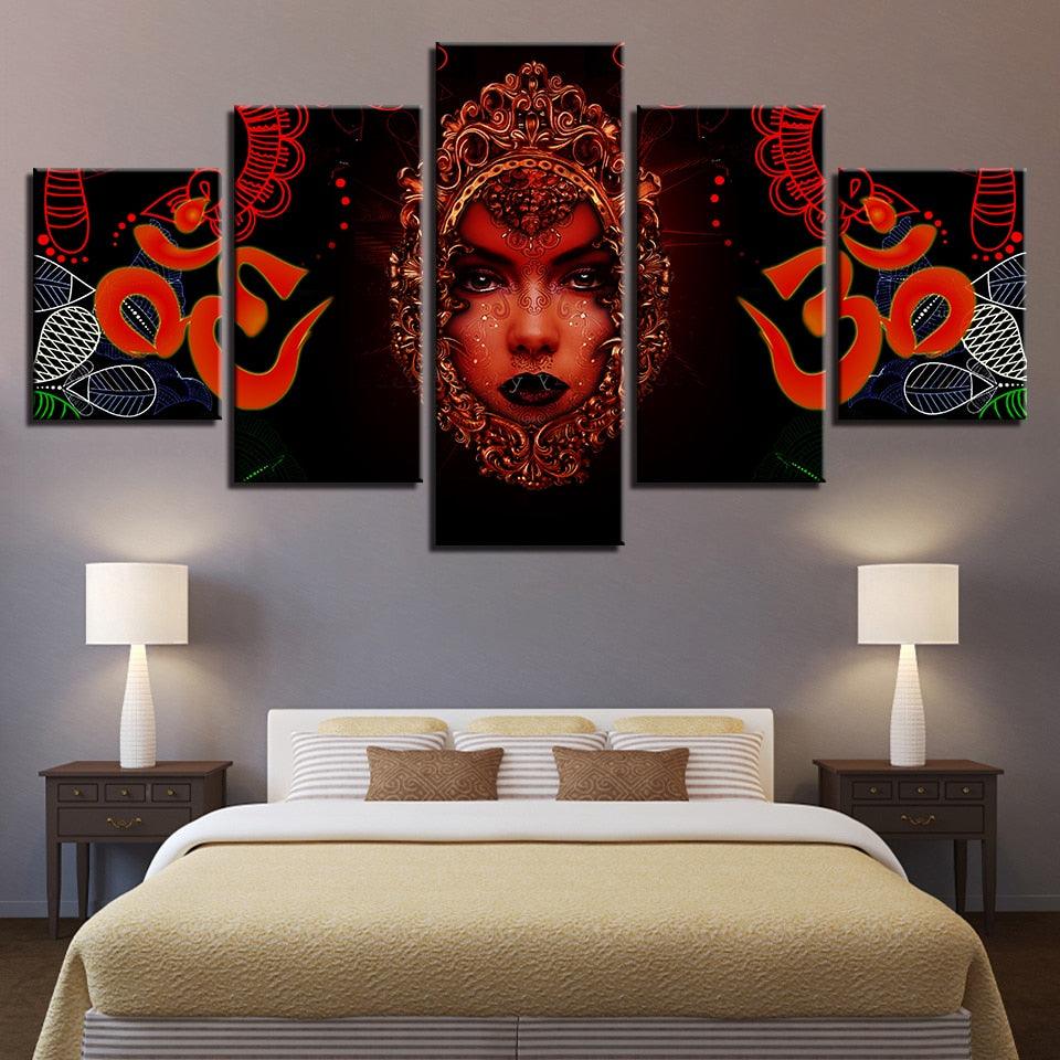 Hindu Goddess 5 Piece HD Multi Panel Canvas Wall Art Frame - Original Frame