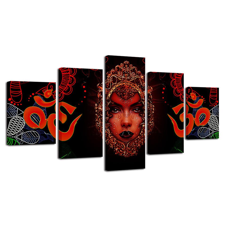 Hindu Goddess 5 Piece HD Multi Panel Canvas Wall Art Frame - Original Frame