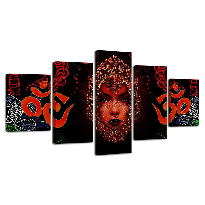Hindu Goddess 5 Piece HD Multi Panel Canvas Wall Art Frame
