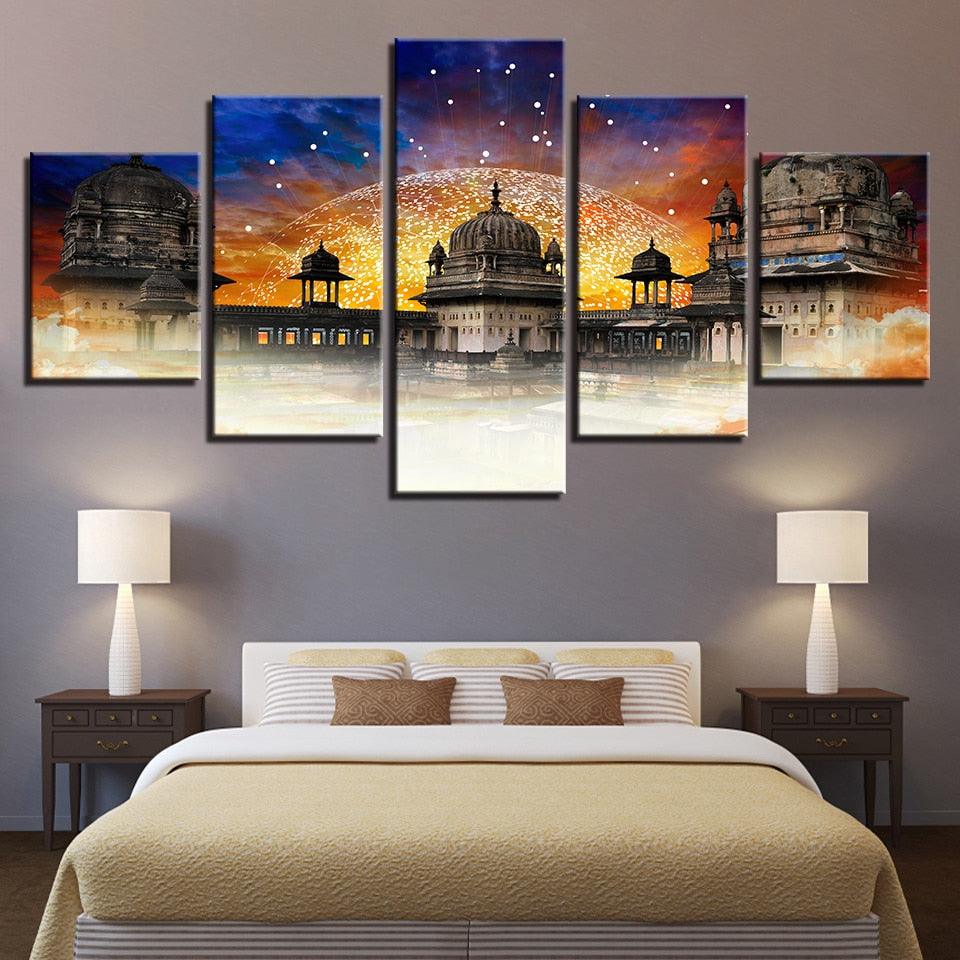 Jahangir Mahal 5 Piece HD Multi Panel Canvas Wall Art Frame - Original Frame
