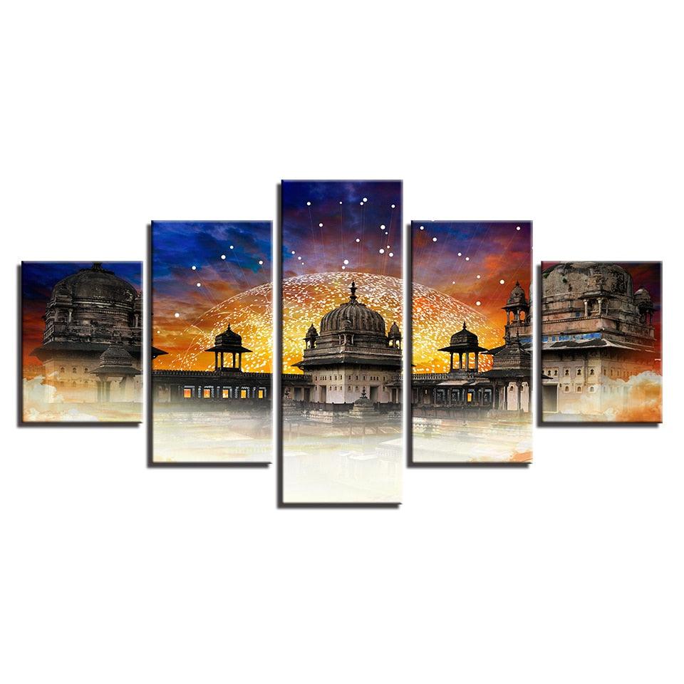 Jahangir Mahal 5 Piece HD Multi Panel Canvas Wall Art Frame - Original Frame
