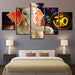 Lord Ganesha Water Proof 5 Piece HD Multi Panel Canvas Wall Art Frame - Original Frame