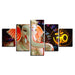 Lord Ganesha Water Proof 5 Piece HD Multi Panel Canvas Wall Art Frame - Original Frame