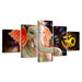 Lord Ganesha Water Proof 5 Piece HD Multi Panel Canvas Wall Art Frame - Original Frame