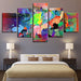 Abstract Elephants 5 Piece HD Multi Panel Canvas Wall Art Frame - Original Frame