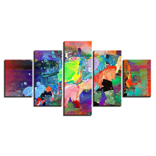 Abstract Elephants 5 Piece HD Multi Panel Canvas Wall Art Frame - Original Frame