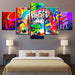 Abstract Hindu Elephant 5 Piece HD Multi Panel Canvas Wall Art Frame - Original Frame