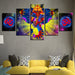 India Elephant Ganesha 5 Piece HD Multi Panel Canvas Wall Art Frame - Original Frame