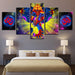 India Elephant Ganesha 5 Piece HD Multi Panel Canvas Wall Art Frame - Original Frame