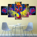 India Elephant Ganesha 5 Piece HD Multi Panel Canvas Wall Art Frame - Original Frame