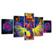 India Elephant Ganesha 5 Piece HD Multi Panel Canvas Wall Art Frame - Original Frame