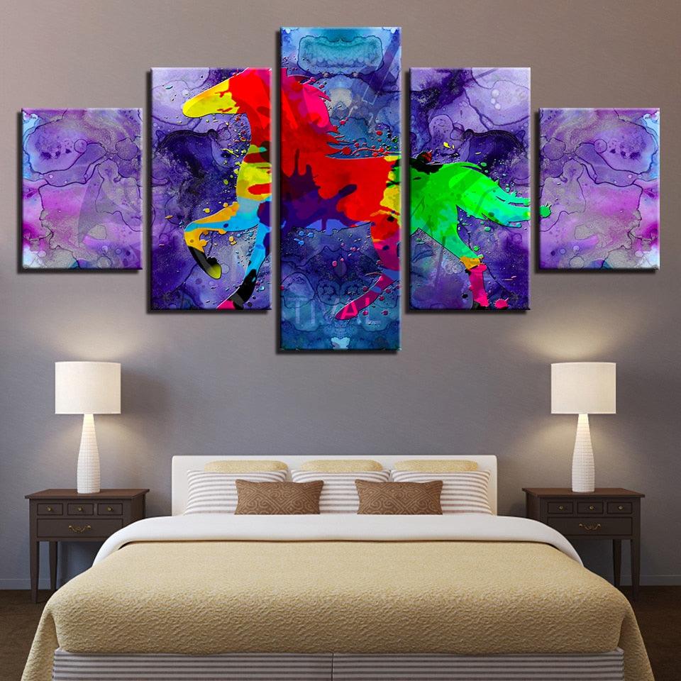Abstract Horse Poster 5 Piece HD Multi Panel Canvas Wall Art Frame - Original Frame