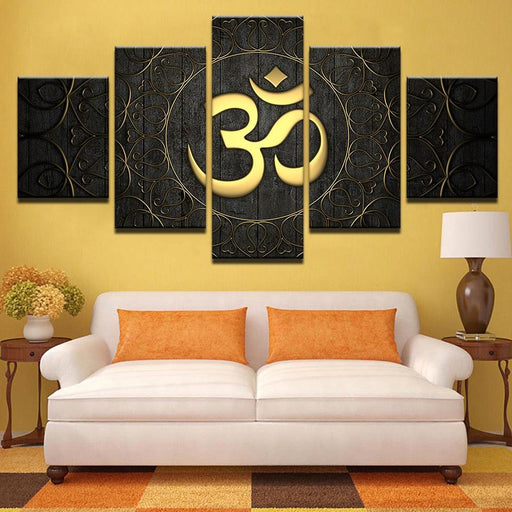 OM Mantra 5 Piece HD Multi Panel Canvas Wall Art Frame - Original Frame