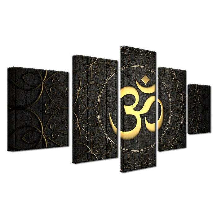 OM Mantra 5 Piece HD Multi Panel Canvas Wall Art Frame - Original Frame