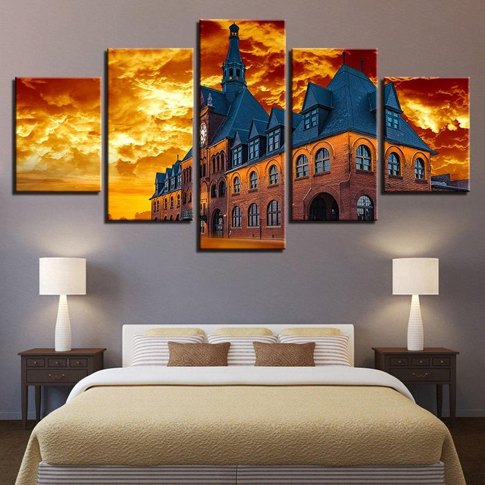 Building Castle 5 Piece HD Multi Panel Canvas Wall Art Frame - Original Frame