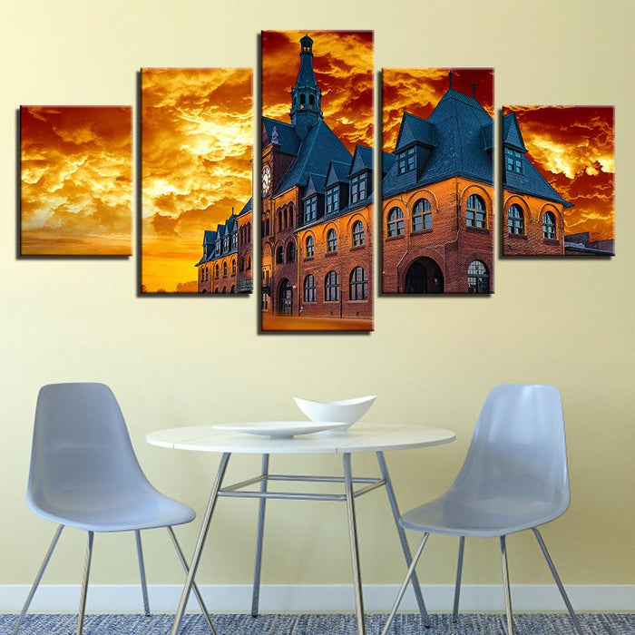 Building Castle 5 Piece HD Multi Panel Canvas Wall Art Frame - Original Frame