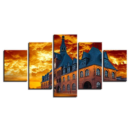 Building Castle 5 Piece HD Multi Panel Canvas Wall Art Frame - Original Frame