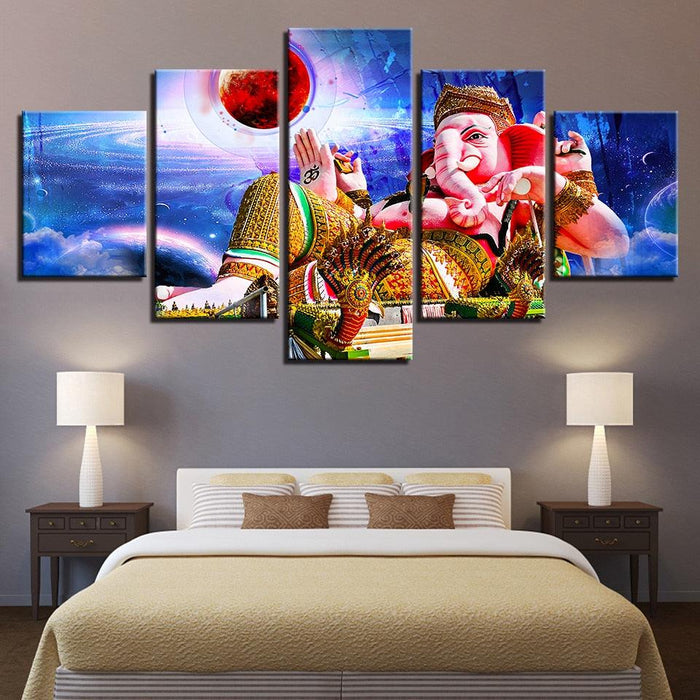 Ganesha 5 Piece HD Multi Panel Canvas Wall Art Frame - Original Frame