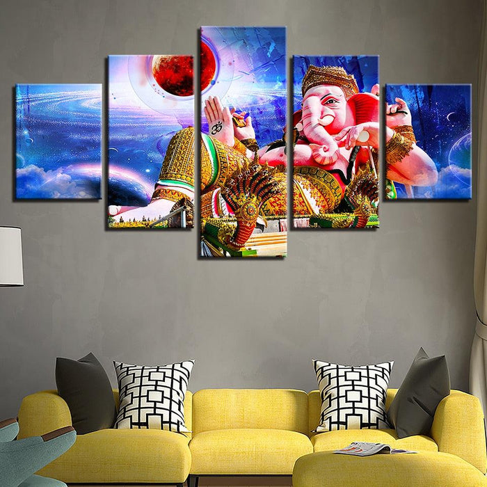 Ganesha 5 Piece HD Multi Panel Canvas Wall Art Frame - Original Frame