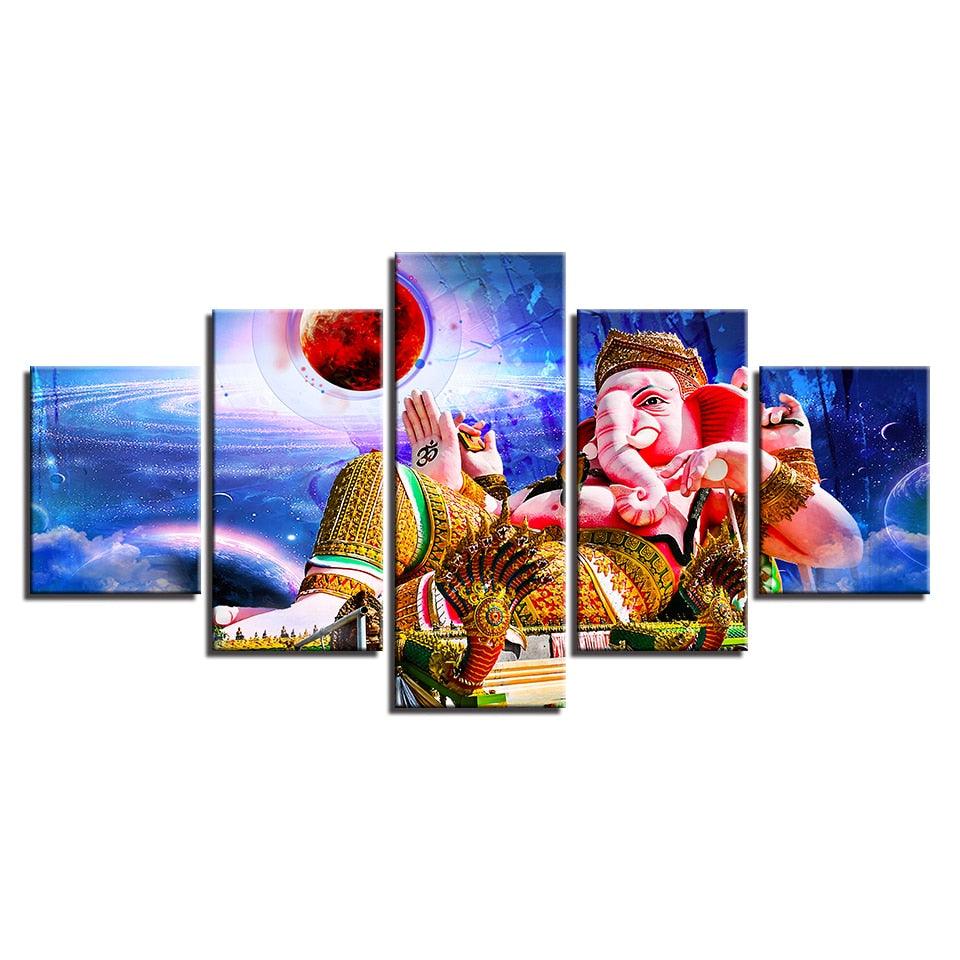 Ganesha 5 Piece HD Multi Panel Canvas Wall Art Frame - Original Frame