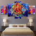 Classical Lord Ganesha And Krishna 5 Piece HD Multi Panel Canvas Wall Art Frame - Original Frame