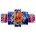 Classical Lord Ganesha And Krishna 5 Piece HD Multi Panel Canvas Wall Art Frame - Original Frame