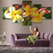 Yellow Flowers 5 Piece HD Multi Panel Canvas Wall Art Frame - Original Frame