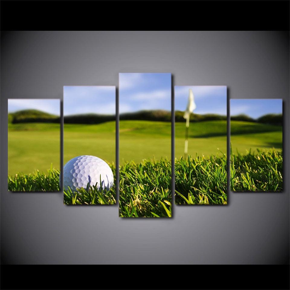 Golf Field 5 Piece HD Multi Panel Canvas Wall Art Frame - Original Frame