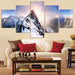 Snow Mountain 5 Piece HD Multi Panel Canvas Wall Art Frame - Original Frame