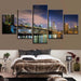 Scenic City Nightview 5 Piece HD Multi Panel Canvas Wall Art Frame - Original Frame