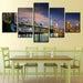 Scenic City Nightview 5 Piece HD Multi Panel Canvas Wall Art Frame - Original Frame