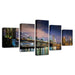 Scenic City Nightview 5 Piece HD Multi Panel Canvas Wall Art Frame - Original Frame