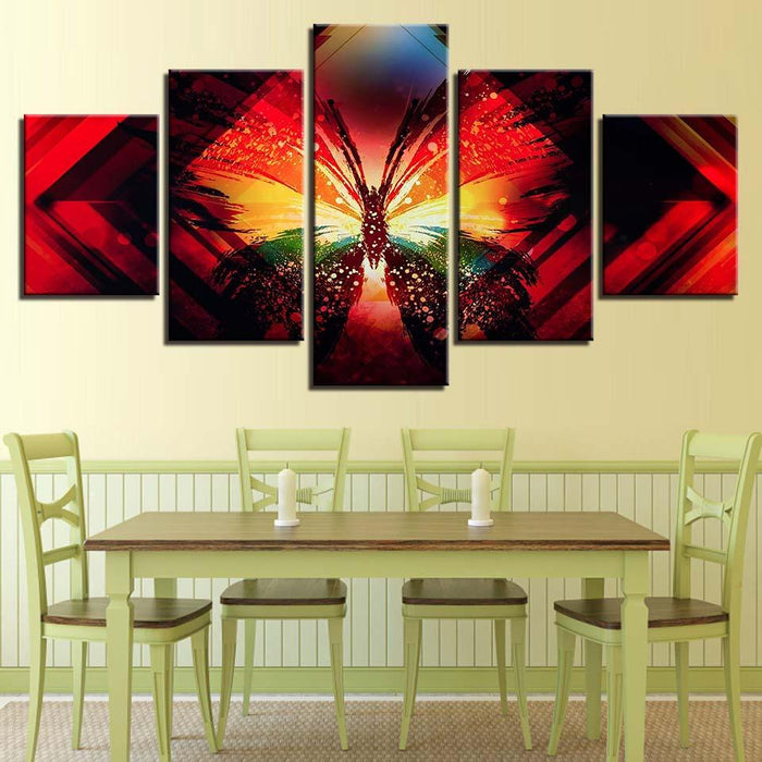 Butterfly Painting 5 Piece HD Multi Panel Canvas Wall Art Frame - Original Frame