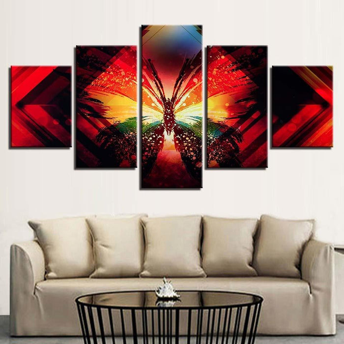 Butterfly Painting 5 Piece HD Multi Panel Canvas Wall Art Frame - Original Frame