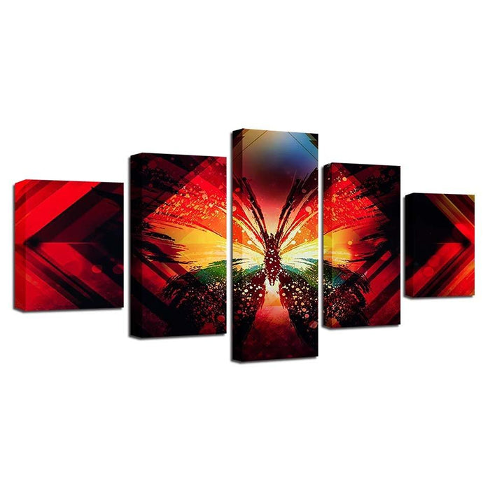 Butterfly Painting 5 Piece HD Multi Panel Canvas Wall Art Frame - Original Frame