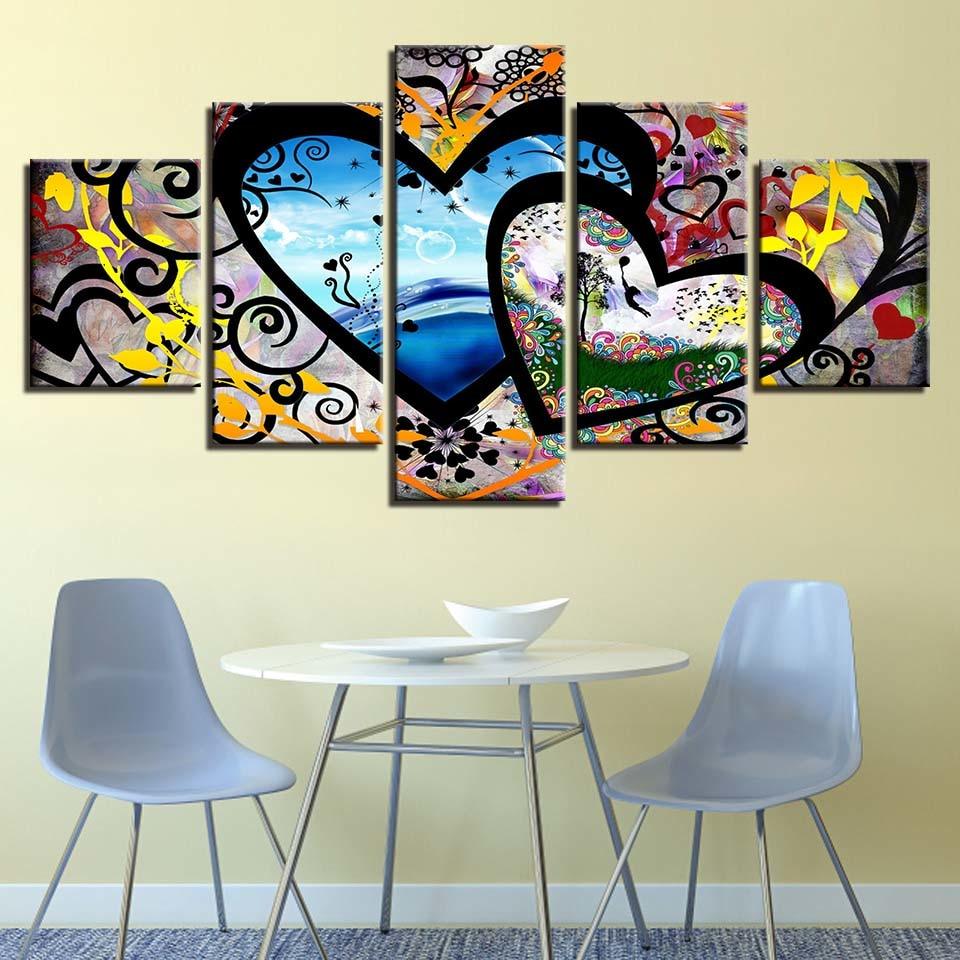 Abstract 5 Piece HD Multi Panel Canvas Wall Art Frame - Original Frame