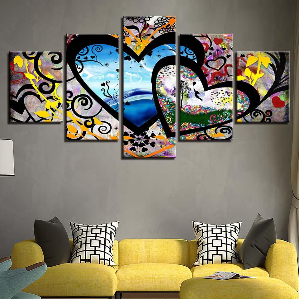 Abstract 5 Piece HD Multi Panel Canvas Wall Art Frame - Original Frame