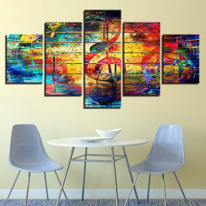 Colors of Music 5 Piece HD Multi Panel Canvas Wall Art Frame - Original Frame