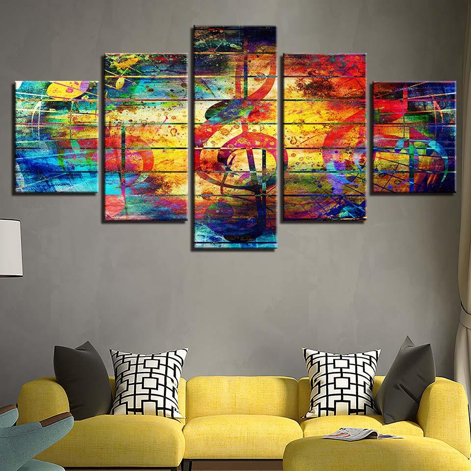 Colors of Music 5 Piece HD Multi Panel Canvas Wall Art Frame - Original Frame