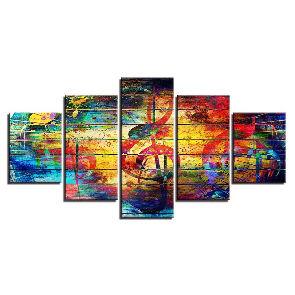Colors of Music 5 Piece HD Multi Panel Canvas Wall Art Frame - Original Frame