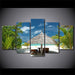 Tropical Island 5 Piece HD Multi Panel Canvas Wall Art Frame - Original Frame