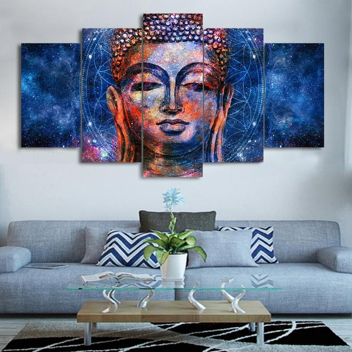 Buddha Statue 5 Piece HD Multi Panel Canvas Wall Art Frame - Original Frame