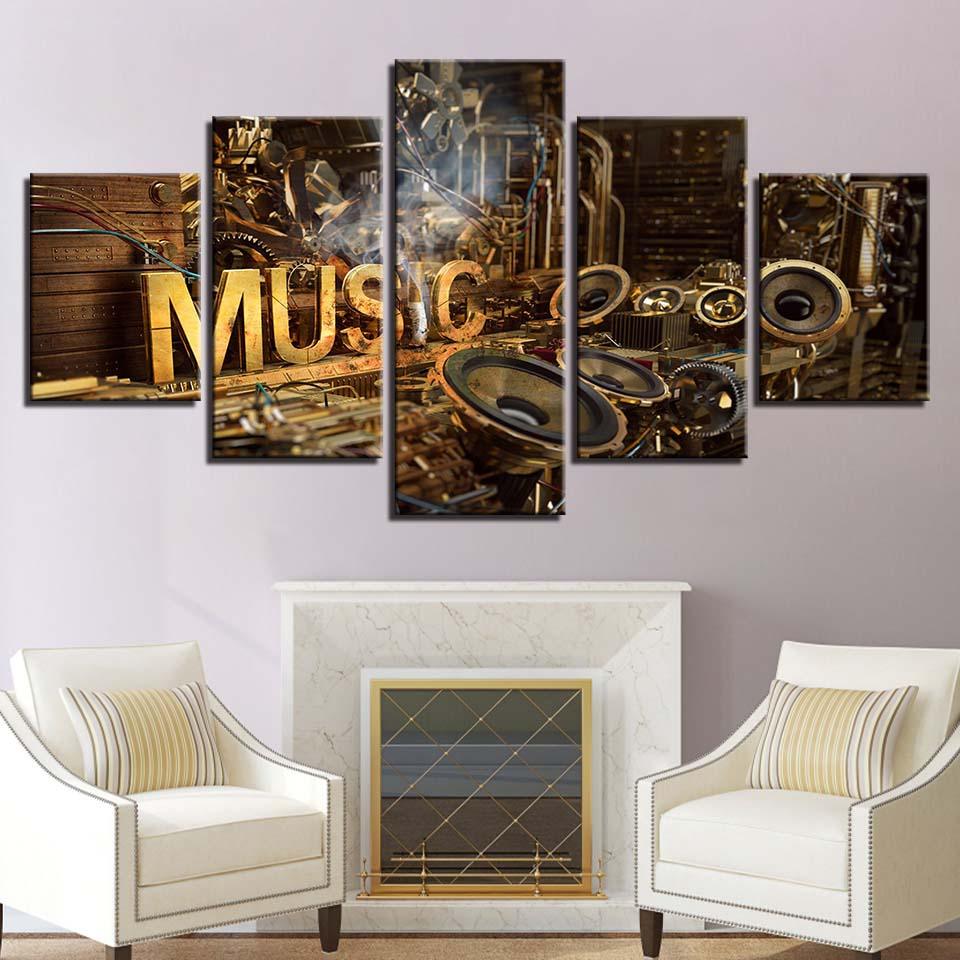 Music Painting 5 Piece HD Multi Panel Canvas Wall Art Frame - Original Frame
